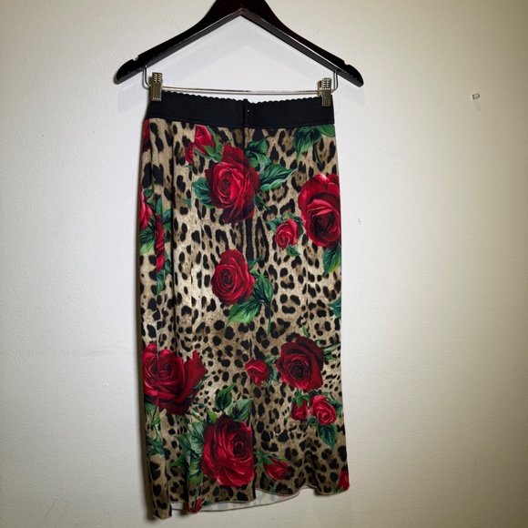 NWOT Dolce & Gabbana Leopard rose print midi skirt Original Price $1250 SZ 10/12 - Picture 9 of 10